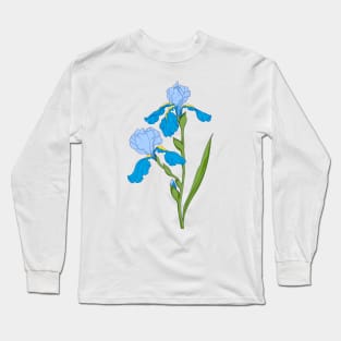 blue iris. branch with blue iris flower Long Sleeve T-Shirt